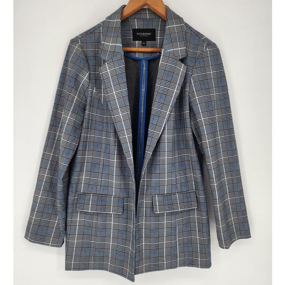 Liverpool Los Angeles Blue Topaz Plaid Jacket Women’s Size Medium - Picture 10 of 11